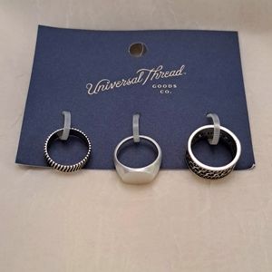 [2for$15] NWT 3-Piece Set Of Brushed Silver‐Tone Rings - Universal Thread